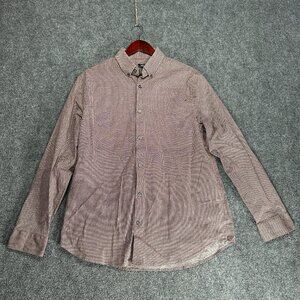 Express Shirt Mens Large Slim 1MX Button Down Cotton Print Long Sleeve Pocket